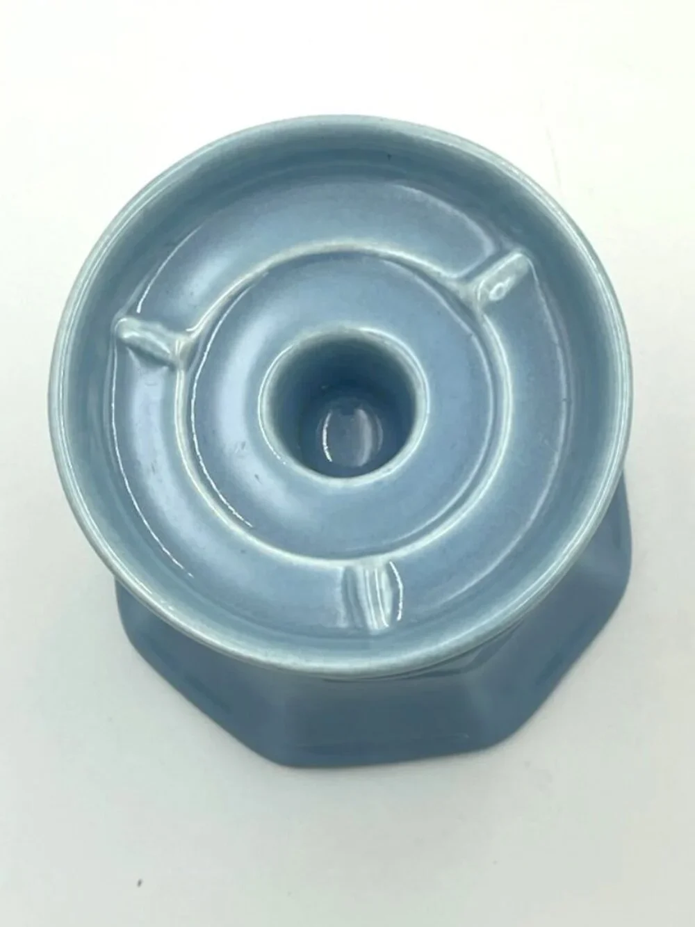 Beacon Hill Blue Ceramic Candle Holder Pedestal Holds Taper Dinner Votive Pillar